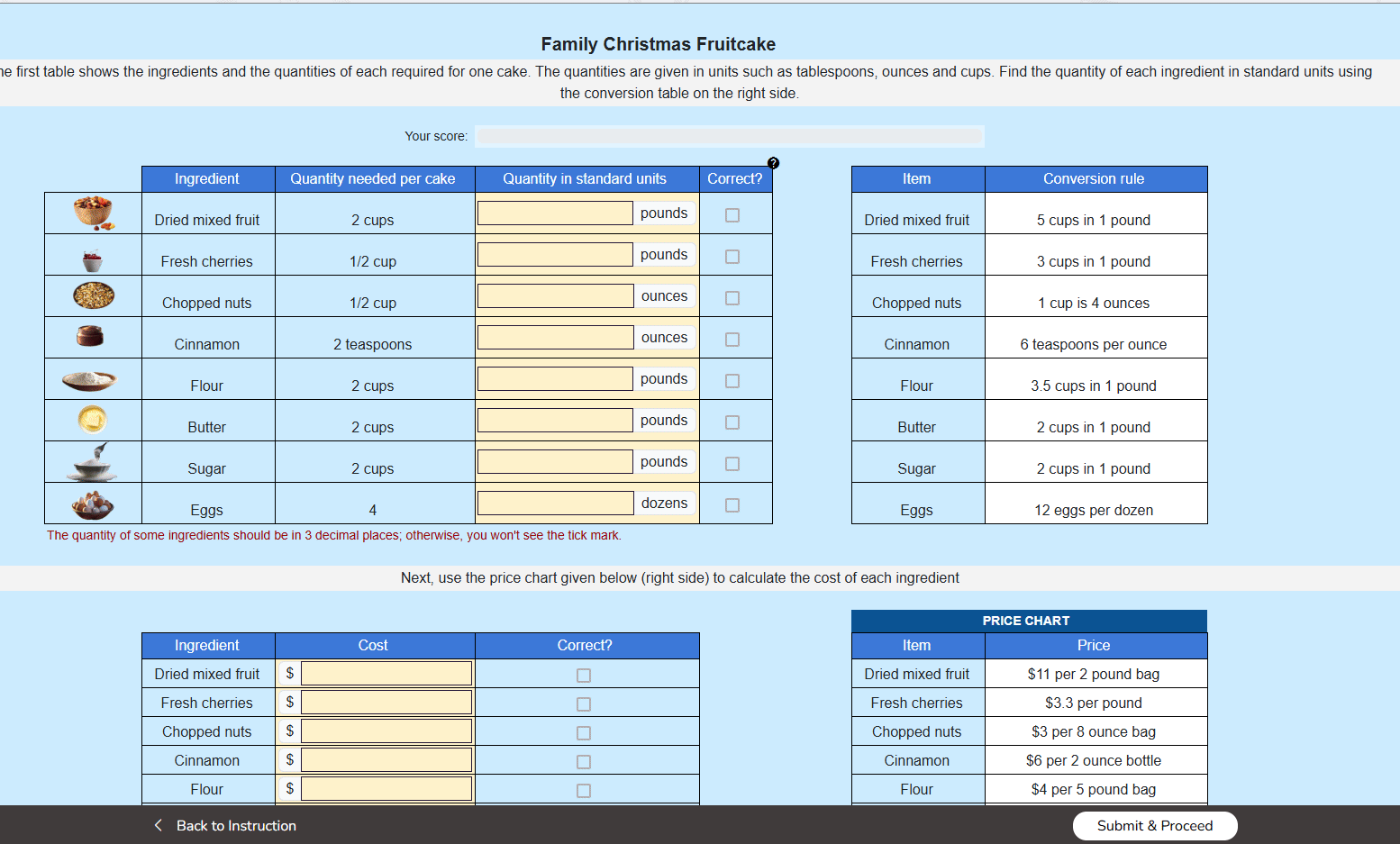 Interactive math worksheet carousel